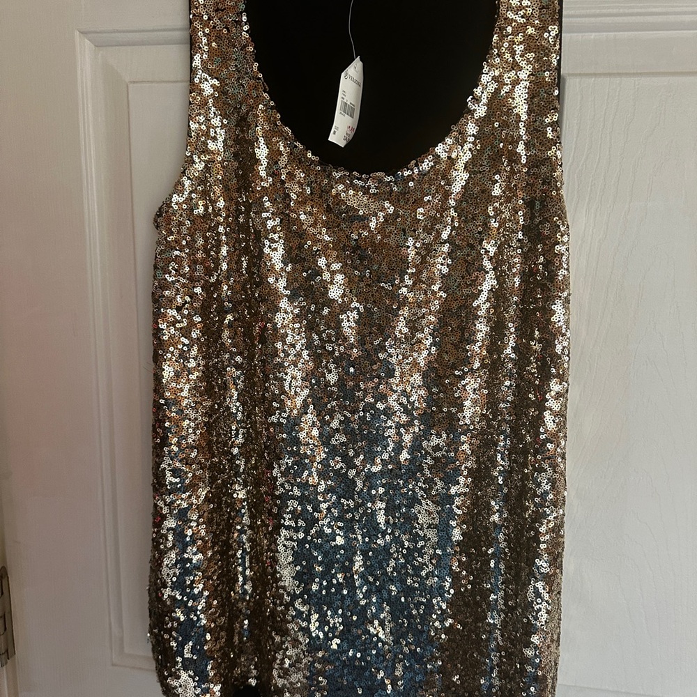 Sequin Sleeveless Top - Gold and Black